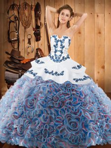 Spectacular With Train Ball Gowns Sleeveless Multi-color 15 Quinceanera Dress Sweep Train Lace Up