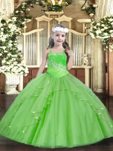 Beading and Ruffles and Sequins Pageant Dress Toddler Lace Up Sleeveless Floor Length