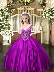 Great Sleeveless Beading Lace Up Little Girls Pageant Gowns
