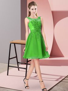Hot Selling Chiffon Scoop Sleeveless Zipper Appliques Dama Dress in Green