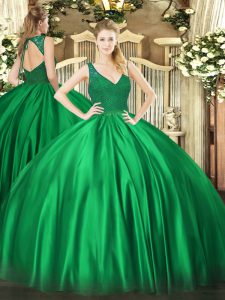 Chic Ball Gowns Sweet 16 Dress Turquoise V-neck Taffeta Sleeveless Floor Length Zipper
