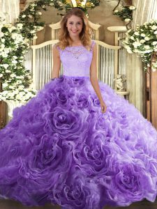 Lavender Sleeveless Fabric With Rolling Flowers Zipper 15th Birthday Dress for Sweet 16 and Quinceanera