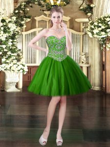 Tulle Sleeveless Mini Length Prom Party Dress and Beading