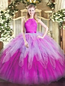 Delicate Multi-color Sleeveless Organza Zipper Quinceanera Dresses for Military Ball and Sweet 16 and Quinceanera
