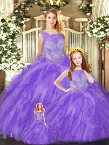 Romantic Floor Length Ball Gowns Sleeveless Eggplant Purple 15th Birthday Dress Lace Up
