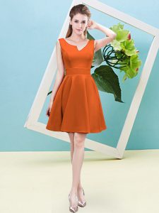 Custom Fit Mini Length A-line Sleeveless Orange Red Dama Dress Zipper