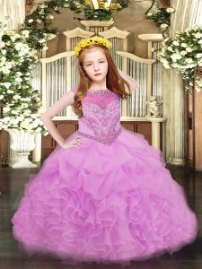 Beading and Ruffles and Pick Ups Pageant Dress Toddler Lilac Zipper Sleeveless Floor Length