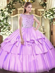 Floor Length Ball Gowns Sleeveless Lavender Quinceanera Gown Zipper