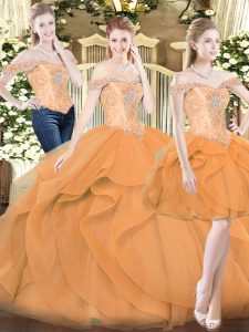 Organza Sleeveless Floor Length Sweet 16 Dresses and Ruffles
