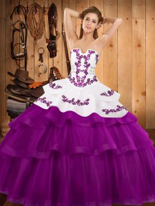 Ball Gowns Sleeveless Fuchsia Quince Ball Gowns Sweep Train Lace Up
