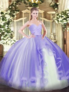 Lavender Sweetheart Neckline Ruffles Quinceanera Dresses Sleeveless Lace Up