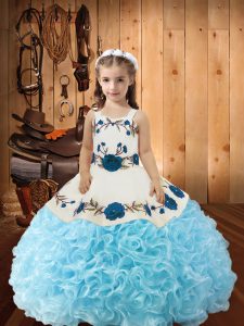 Sleeveless Lace Up Floor Length Beading and Ruffles Little Girls Pageant Dress Wholesale
