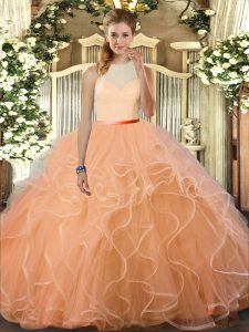 Fantastic Sleeveless Backless Floor Length Ruffles 15th Birthday Dress