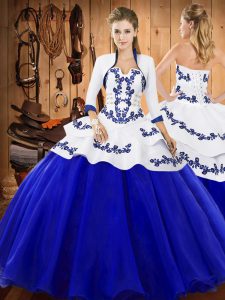 Decent Floor Length Ball Gowns Sleeveless Royal Blue Vestidos de Quinceanera Lace Up