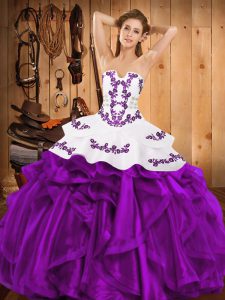 Wonderful Floor Length Eggplant Purple Sweet 16 Dresses Strapless Sleeveless Lace Up