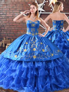 Floor Length Ball Gowns Sleeveless Blue Quinceanera Dress