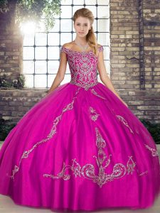 Comfortable Sleeveless Lace Up Floor Length Beading and Embroidery 15th Birthday Dress
