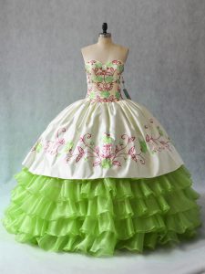 Ruffled Layers 15 Quinceanera Dress Green Lace Up Sleeveless Floor Length