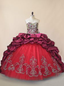 Latest Fuchsia Vestidos de Quinceanera Sweet 16 and Quinceanera with Beading and Pick Ups Sweetheart Sleeveless Brush Train Lace Up