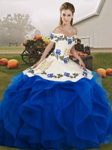 Colorful Floor Length Ball Gowns Sleeveless Royal Blue Sweet 16 Dress Lace Up