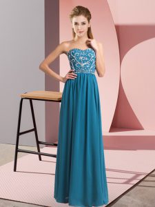 Stylish Sleeveless Lace Up Floor Length Beading Prom Dresses