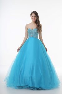 Floor Length Ball Gowns Sleeveless Baby Blue Quinceanera Dresses Lace Up
