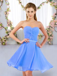Shining Baby Blue Sleeveless Chiffon Lace Up Wedding Party Dress for Wedding Party