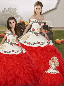 Adorable Sleeveless Embroidery and Ruffles Lace Up Sweet 16 Quinceanera Dress
