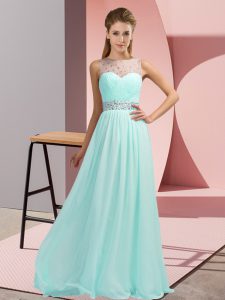 Custom Designed Chiffon Sleeveless Floor Length Evening Gowns and Beading