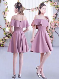 Mini Length Zipper Dama Dress for Quinceanera Pink for Wedding Party with Ruching