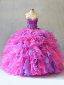 Cute Ball Gowns Sweet 16 Dresses Multi-color Sweetheart Organza Sleeveless Lace Up