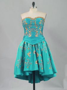 Turquoise Sweetheart Lace Up Embroidery Homecoming Dress Online Sleeveless