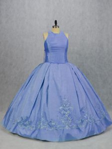 Floor Length Ball Gowns Sleeveless Blue Ball Gown Prom Dress Zipper