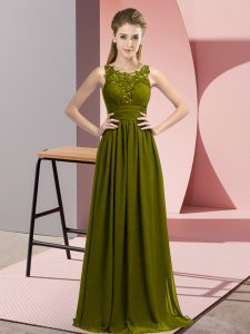 Exquisite Olive Green Bridesmaids Dress Wedding Party with Beading and Appliques Scoop Sleeveless Zipper