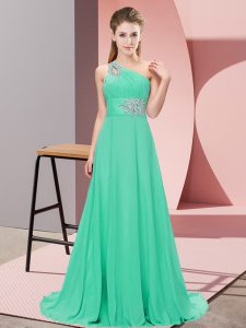 Pretty Beading Celebrity Style Dress Apple Green Lace Up Sleeveless Floor Length
