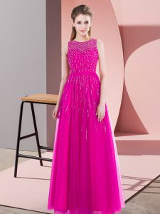 Romantic Sleeveless Side Zipper Floor Length Beading Prom Party Dress