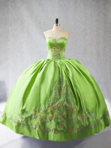 Noble Sweetheart Sleeveless 15th Birthday Dress Floor Length Embroidery Satin