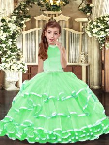 Perfect Sleeveless Organza Backless Little Girls Pageant Dress for Party and Sweet 16 and Wedding Party