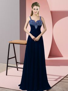 Cheap Navy Blue Sleeveless Chiffon Zipper Going Out Dresses for Prom and Party