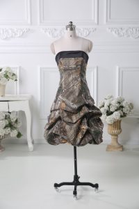 Excellent Printed Strapless Sleeveless Lace Up Pick Ups Prom Dresses in Multi-color