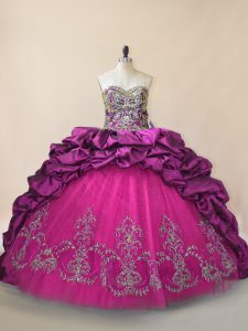 High Quality Purple Sweetheart Neckline Beading and Pick Ups Quinceanera Gown Sleeveless Lace Up