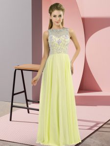 Clearance Beading Prom Party Dress Yellow Zipper Sleeveless Floor Length