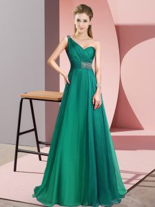 Spectacular Turquoise Prom Party Dress Chiffon Brush Train Sleeveless Beading