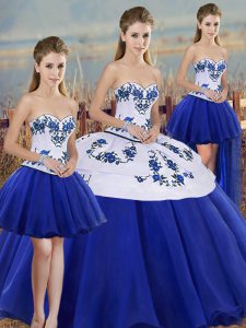 Sleeveless Lace Up Floor Length Embroidery and Bowknot Quinceanera Dresses