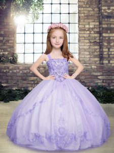 On Sale Lavender Straps Lace Up Beading Kids Pageant Dress Sleeveless