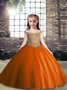 New Style Tulle Sleeveless Floor Length Little Girl Pageant Dress and Appliques