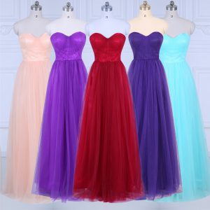 Peach Bridesmaid Dresses Wedding Party with Ruching Sweetheart Sleeveless Zipper