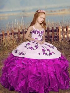 Sleeveless Embroidery and Ruffles Lace Up Glitz Pageant Dress