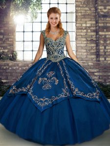 Dazzling Floor Length Ball Gowns Sleeveless Blue Sweet 16 Quinceanera Dress Lace Up