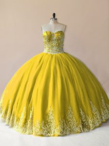 Custom Design Tulle Sleeveless Floor Length Sweet 16 Dress and Embroidery